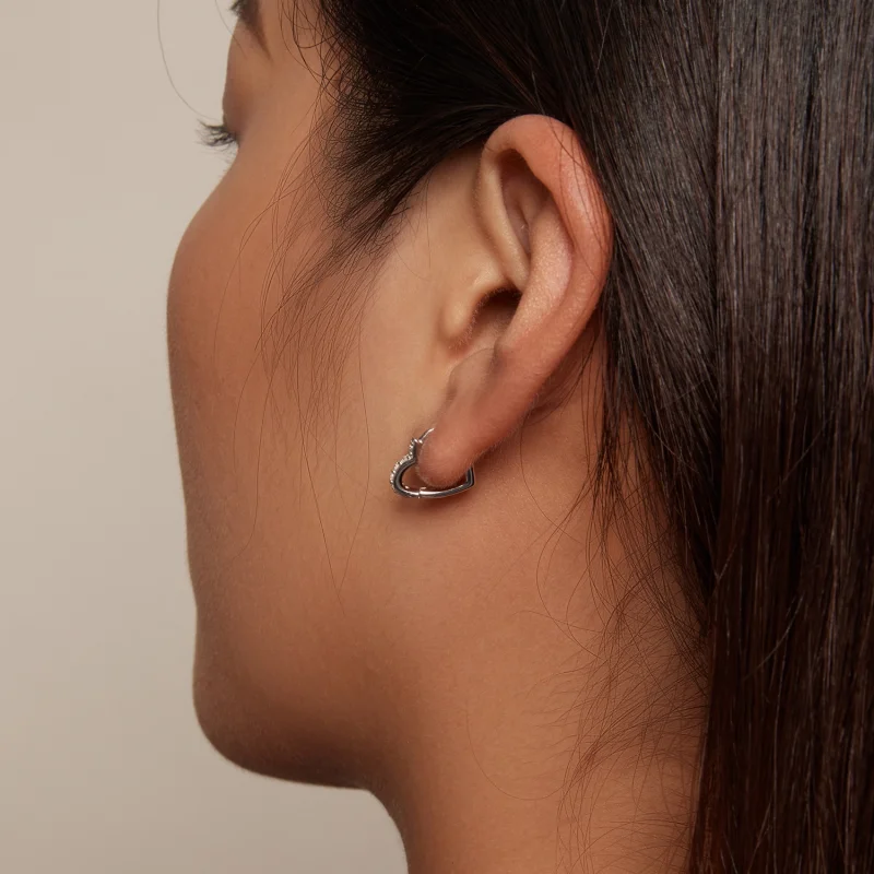 (afbeelding voor) Pandora-stijl oorbellen in de vorm van een hartvormige hoepel - SCE1626 - Bekijken 7