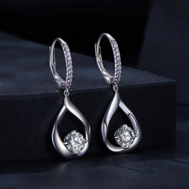 (afbeelding voor) Pandora Stijl Oorbellen met Druppelvormige Moissanite Steen (Twee Certificaten) - Bekijken 2