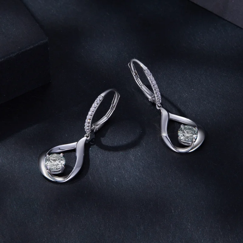 (afbeelding voor) Pandora Stijl Oorbellen met Druppelvormige Moissanite Steen (Twee Certificaten) - Bekijken 3