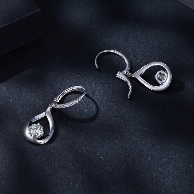 (afbeelding voor) Pandora Stijl Oorbellen met Druppelvormige Moissanite Steen (Twee Certificaten) - Bekijken 4