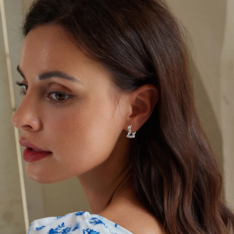 (afbeelding voor) Pandora-stijl Oorbellen met Hartvormige Geestige Slangen - BSE911 - Bekijken 6