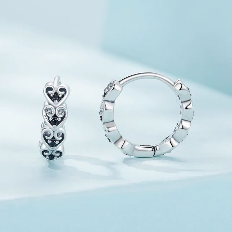 (afbeelding voor) Pandora-stijl Oorbellen met Hartvormige Hoepels - SCE1613 - Bekijken 2