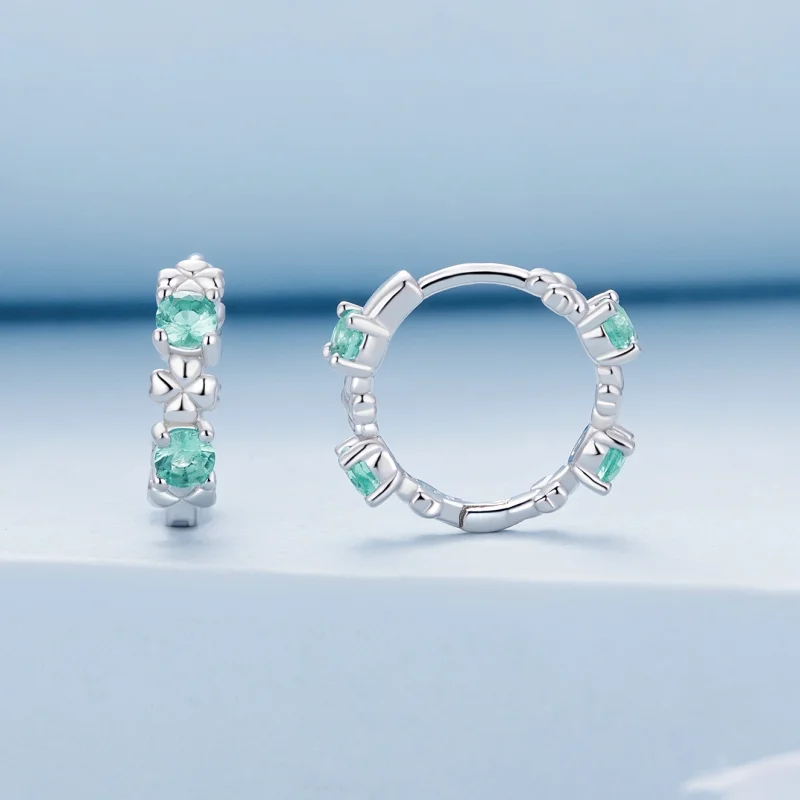 (afbeelding voor) Pandora-stijl oorbellen met vierklaverige hoepels - BSE826 - Bekijken 2