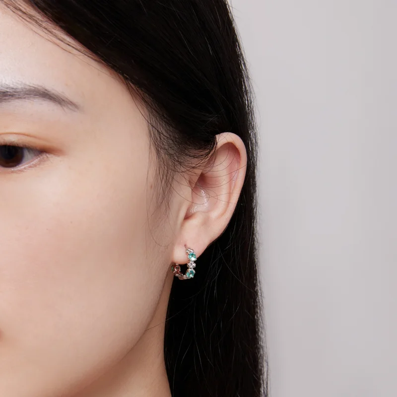 (afbeelding voor) Pandora-stijl oorbellen met vierklaverige hoepels - BSE826 - Bekijken 6