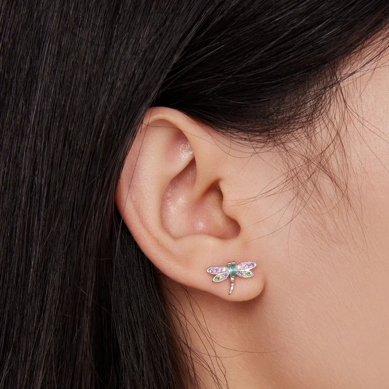 (afbeelding voor) Pandora-stijl Oorbelstekers met Libelle - BSE795 - Bekijken 5
