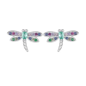 Pandora-stijl Oorbelstekers met Libelle - BSE795 (afbeelding voor) Pandora-stijl Oorbelstekers met Libelle - BSE795