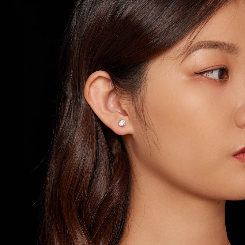 (afbeelding voor) Pandora-stijl Oorringen met Bezel-gezette Moissanite Studs - MSE026 - Bekijken 6