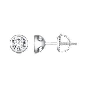 (afbeelding voor) Pandora-stijl Oorringen met Bezel-gezette Moissanite Studs - MSE026