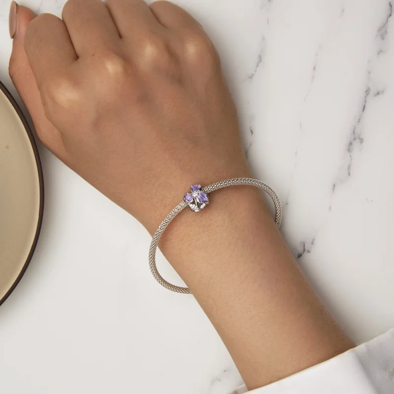 (afbeelding voor) Pandora Stijl Paars Bloembedel - BSC890 - Bekijken 6