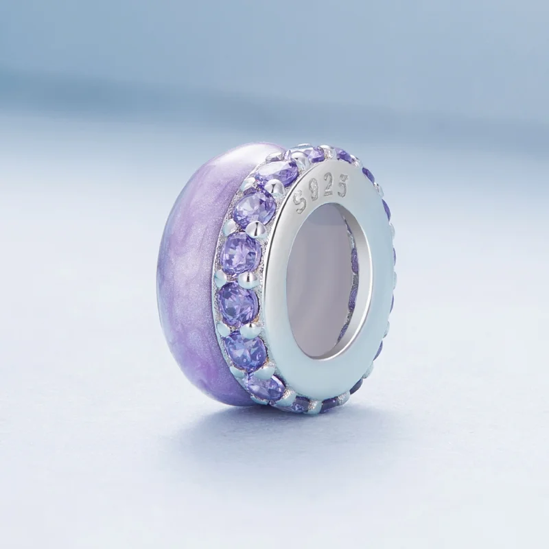 (afbeelding voor) Pandora Stijl Paarse Dubbele Laag Silicone Spacer - BSC883-VT - Bekijken 2