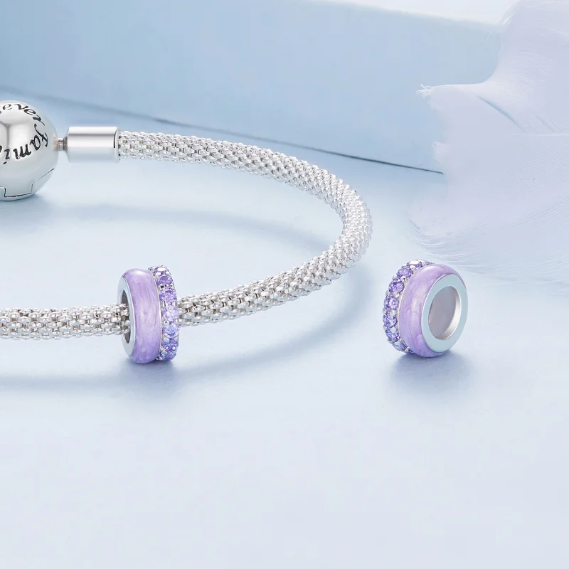(afbeelding voor) Pandora Stijl Paarse Dubbele Laag Silicone Spacer - BSC883-VT - Bekijken 4