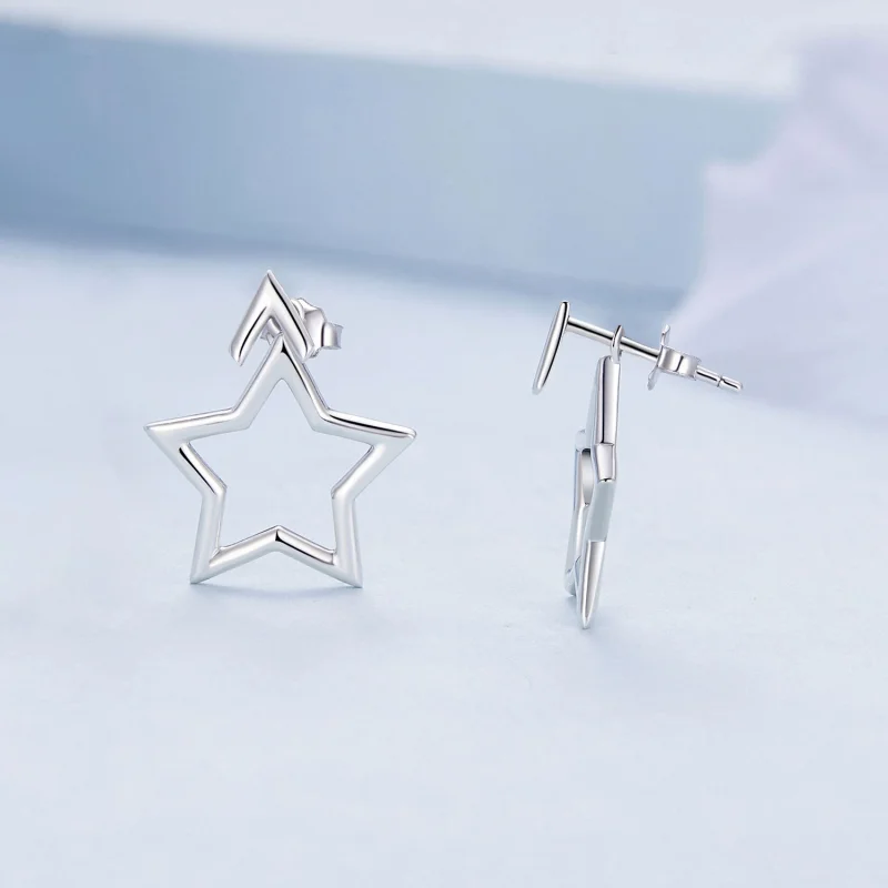 (afbeelding voor) Pandora-stijl Pentagram Studs Oorbellen - BSE901 - Bekijken 3