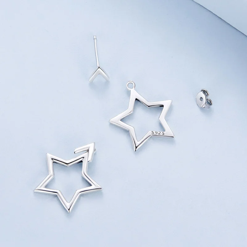 (afbeelding voor) Pandora-stijl Pentagram Studs Oorbellen - BSE901 - Bekijken 5