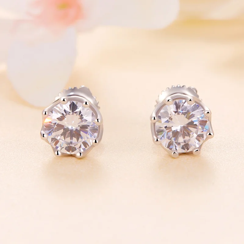 (afbeelding voor) Pandora Stijl Prachtige Moissanite Studs Oorbellen (Twee Certificaten) - MSE016- - Bekijken 2