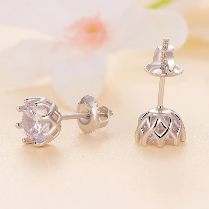 (afbeelding voor) Pandora Stijl Prachtige Moissanite Studs Oorbellen (Twee Certificaten) - MSE016- - Bekijken 3