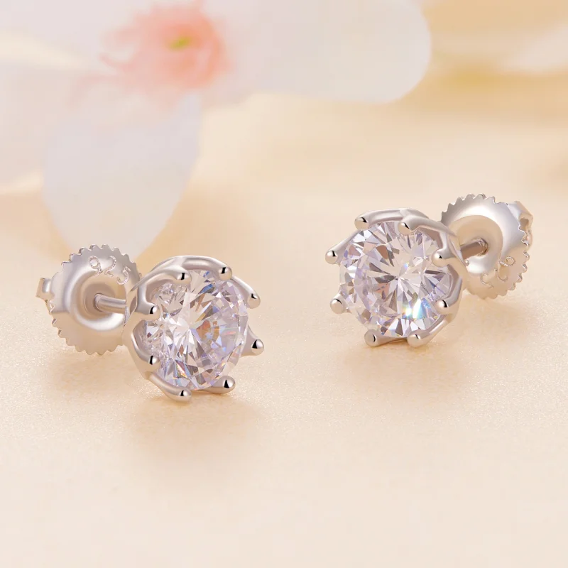 (afbeelding voor) Pandora Stijl Prachtige Moissanite Studs Oorbellen (Twee Certificaten) - MSE016- - Bekijken 4