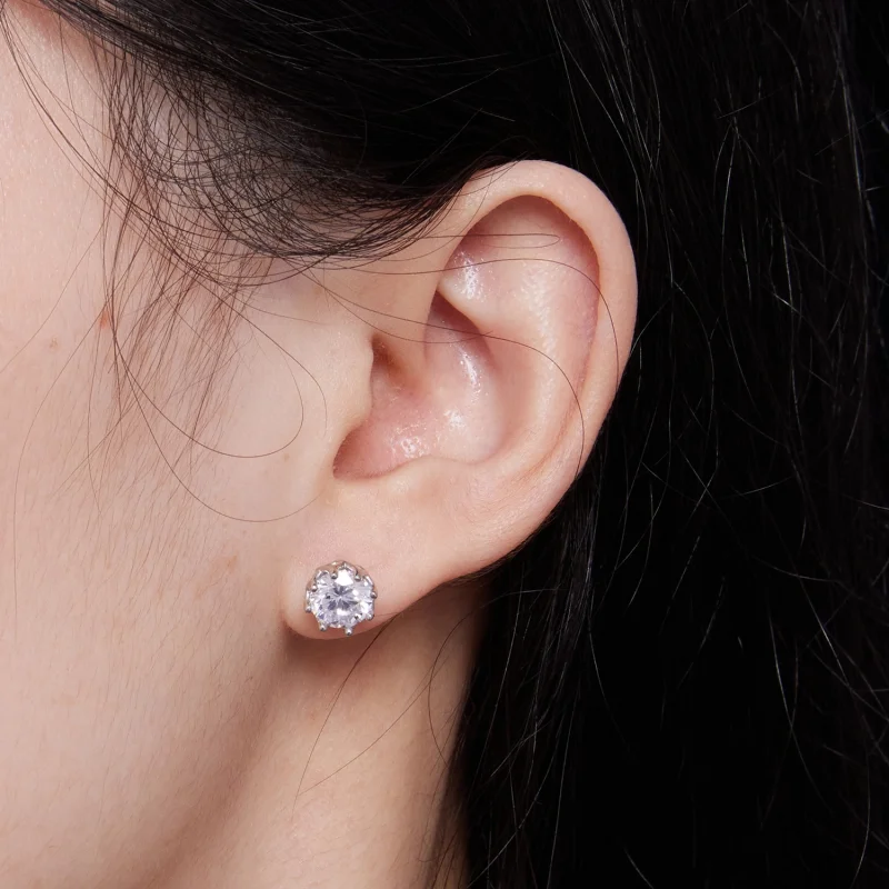 (afbeelding voor) Pandora Stijl Prachtige Moissanite Studs Oorbellen (Twee Certificaten) - MSE016- - Bekijken 5