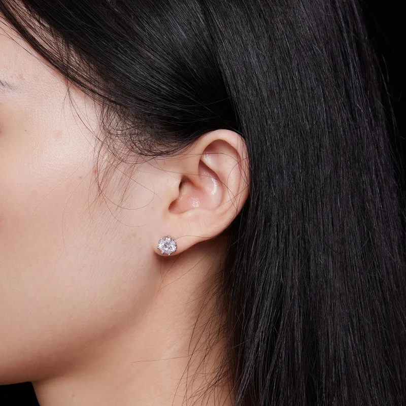 (afbeelding voor) Pandora Stijl Prachtige Moissanite Studs Oorbellen (Twee Certificaten) - MSE016- - Bekijken 6