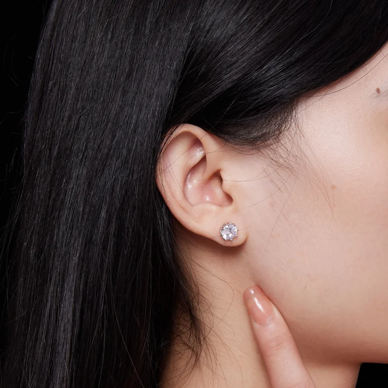 (afbeelding voor) Pandora Stijl Prachtige Moissanite Studs Oorbellen (Twee Certificaten) - MSE016- - Bekijken 7