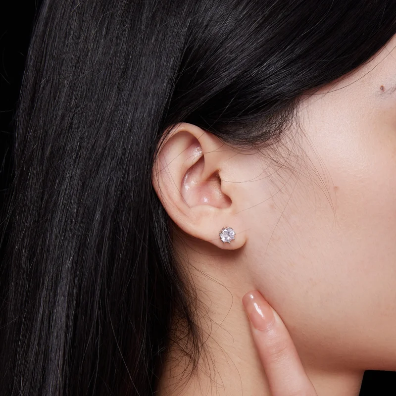 (afbeelding voor) Pandora-stijl Prachtige Moissanite Studs Oorbellen (Twee Certificaten) - MSE016- - Bekijken 5