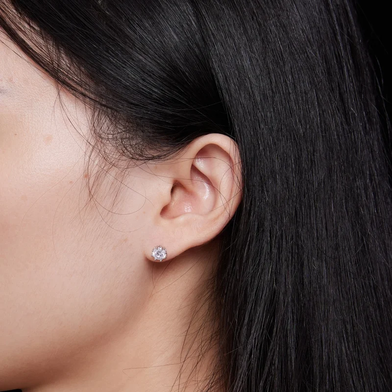 (afbeelding voor) Pandora-stijl Prachtige Moissanite Studs Oorbellen (Twee Certificaten) - MSE016- - Bekijken 7