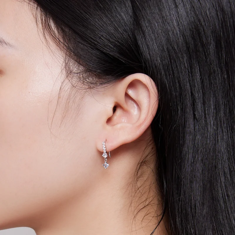 (afbeelding voor) Pandora Stijl Prachtige Steen-gezette Hangende Oorbellen - SCE1586 - Bekijken 7