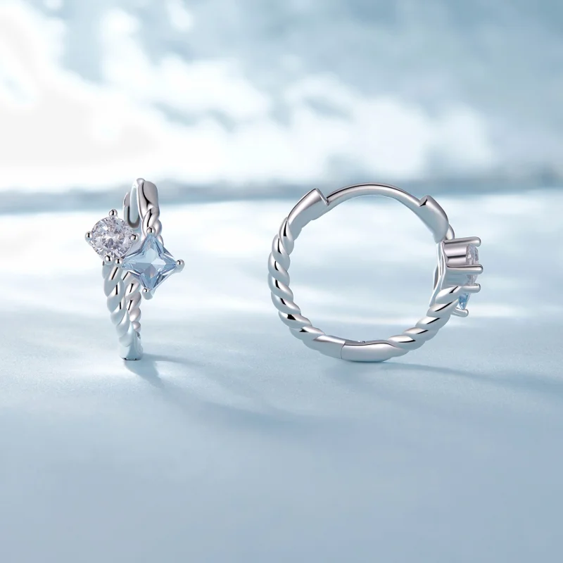 (afbeelding voor) Pandora Stijl Prachtige Steenbezette Hoepeloorbellen - SCE1587 - Bekijken 2