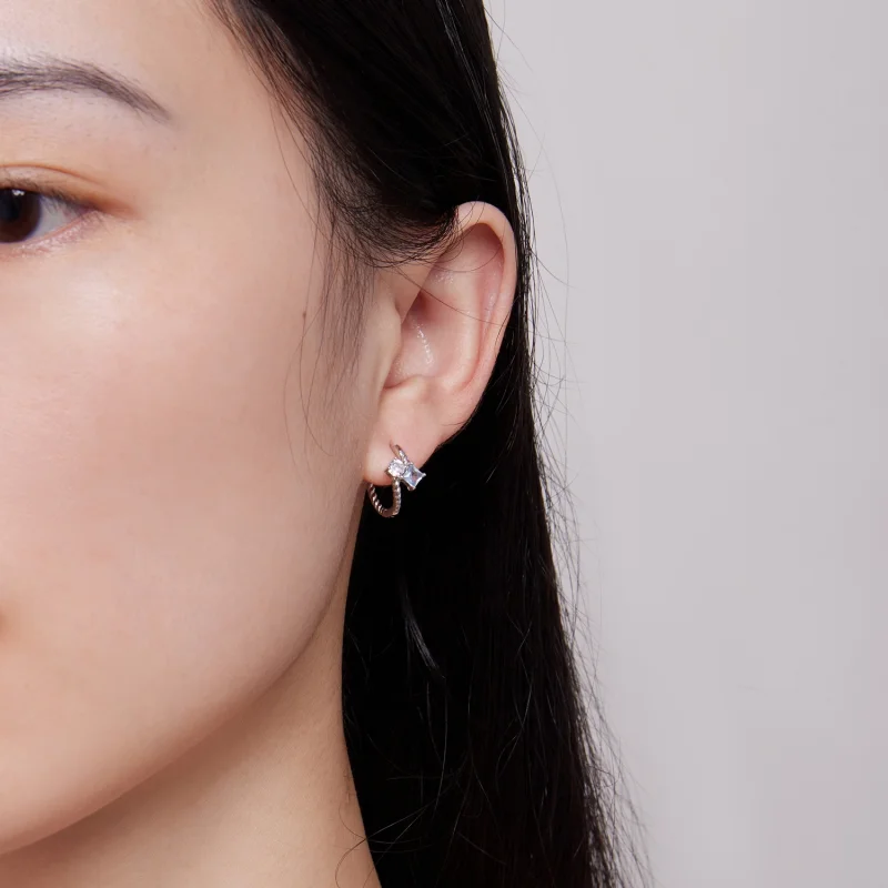 (afbeelding voor) Pandora Stijl Prachtige Steenbezette Hoepeloorbellen - SCE1587 - Bekijken 6