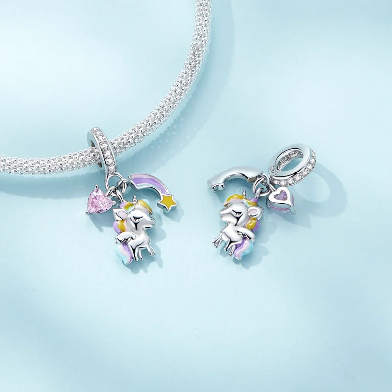 (afbeelding voor) Pandora-stijl Regenboog Eenhoorn Hanger - SCC2468 - Bekijken 4