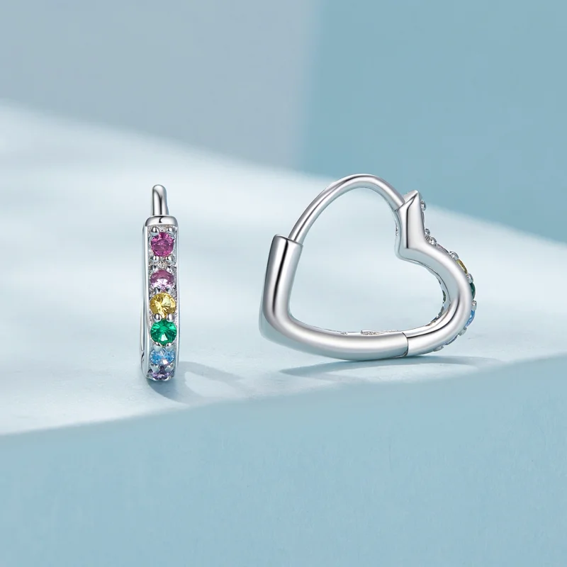 (afbeelding voor) Pandora stijl Regenbooghart Oorringen - SCE1626-CF - Bekijken 2