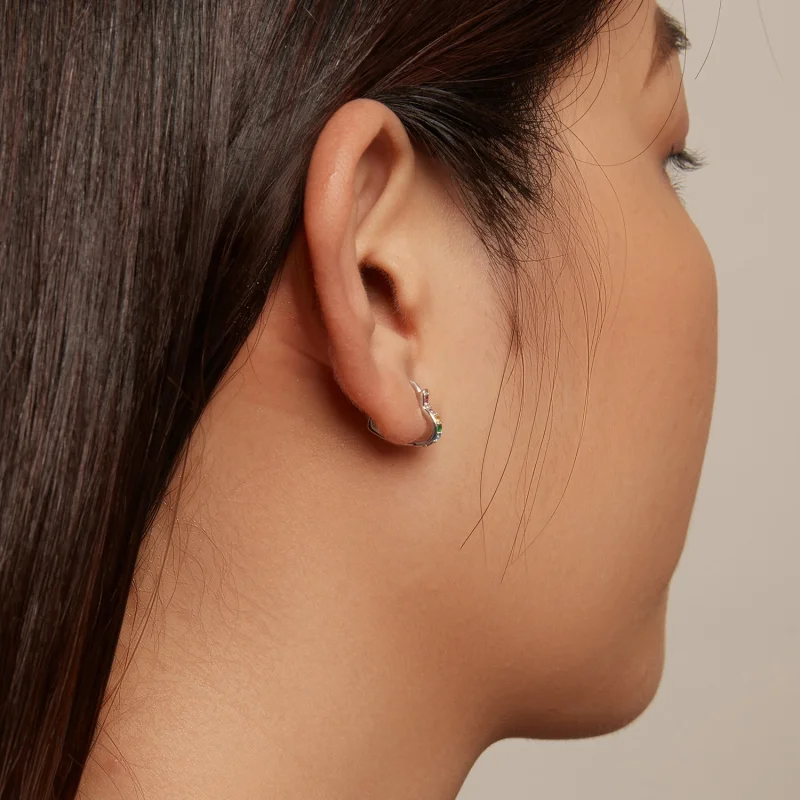 (afbeelding voor) Pandora stijl Regenbooghart Oorringen - SCE1626-CF - Bekijken 5