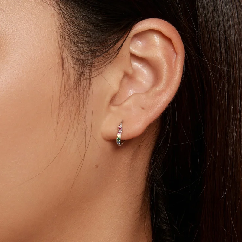 (afbeelding voor) Pandora stijl Regenbooghart Oorringen - SCE1626-CF - Bekijken 6