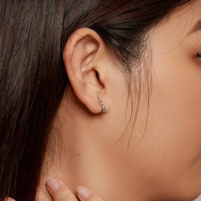 (afbeelding voor) Pandora stijl Regenbooghart Oorringen - SCE1626-CF - Bekijken 8