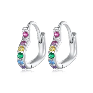 (afbeelding voor) Pandora stijl Regenbooghart Oorringen - SCE1626-CF