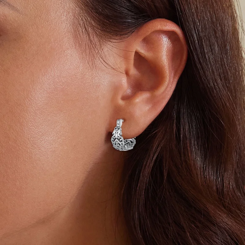 (afbeelding voor) Pandora-stijl Retro Patroon Hoepeloorbellen - SCE1650 - Bekijken 5