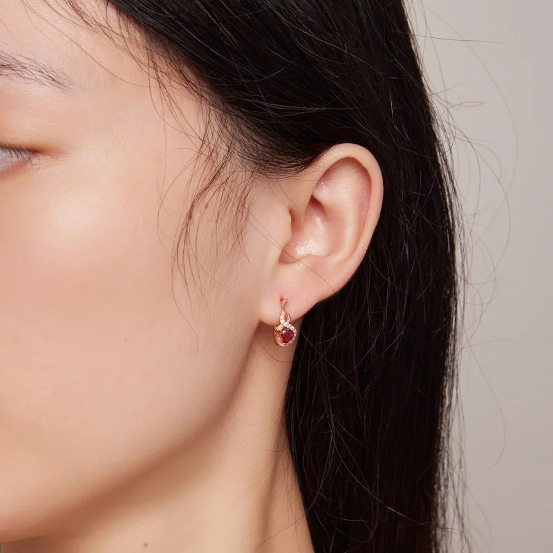 (afbeelding voor) Pandora-stijl Rose Gouden Liefdesband Oorringen - BSE815 - Bekijken 5