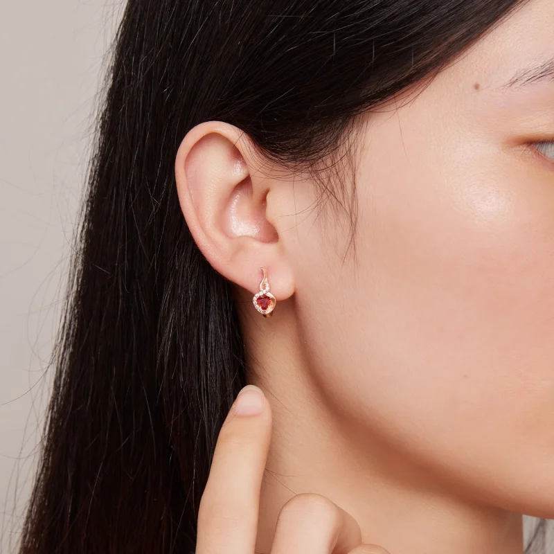 (afbeelding voor) Pandora-stijl Rose Gouden Liefdesband Oorringen - BSE815 - Bekijken 7