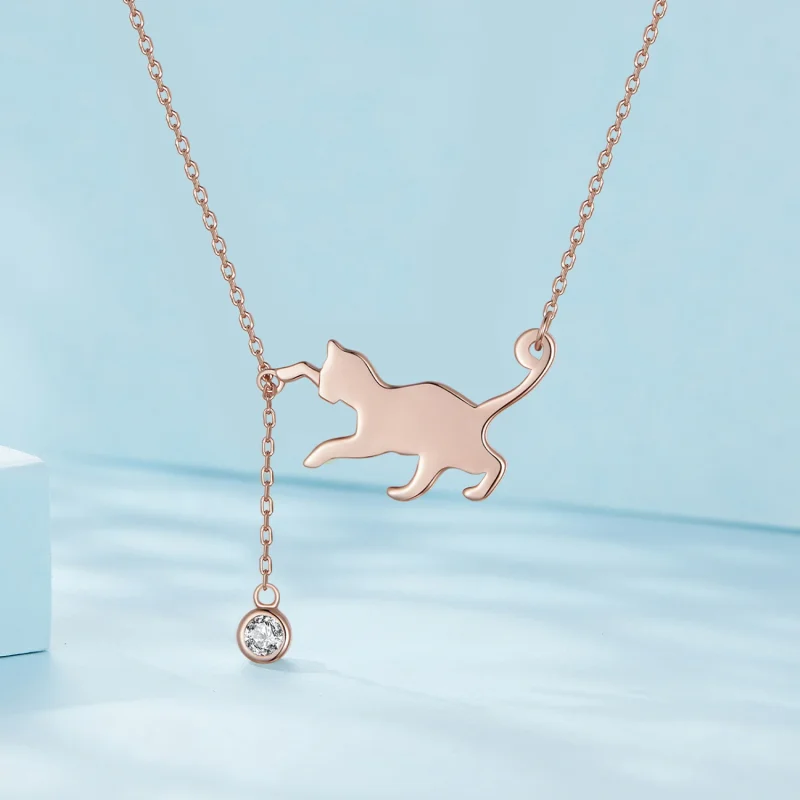(afbeelding voor) Pandora stijl roségouden ondeugende kitten ketting - SCN232-C - Bekijken 2