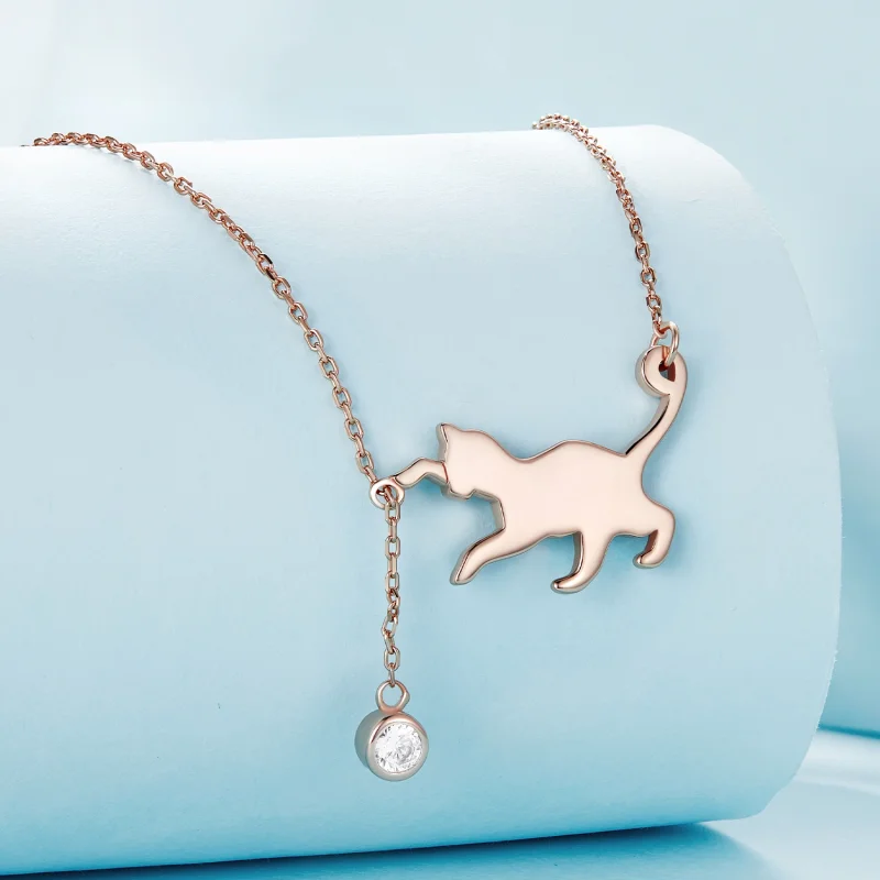 (afbeelding voor) Pandora stijl roségouden ondeugende kitten ketting - SCN232-C - Bekijken 3