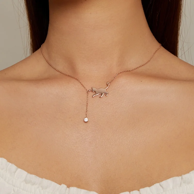 (afbeelding voor) Pandora stijl roségouden ondeugende kitten ketting - SCN232-C - Bekijken 4