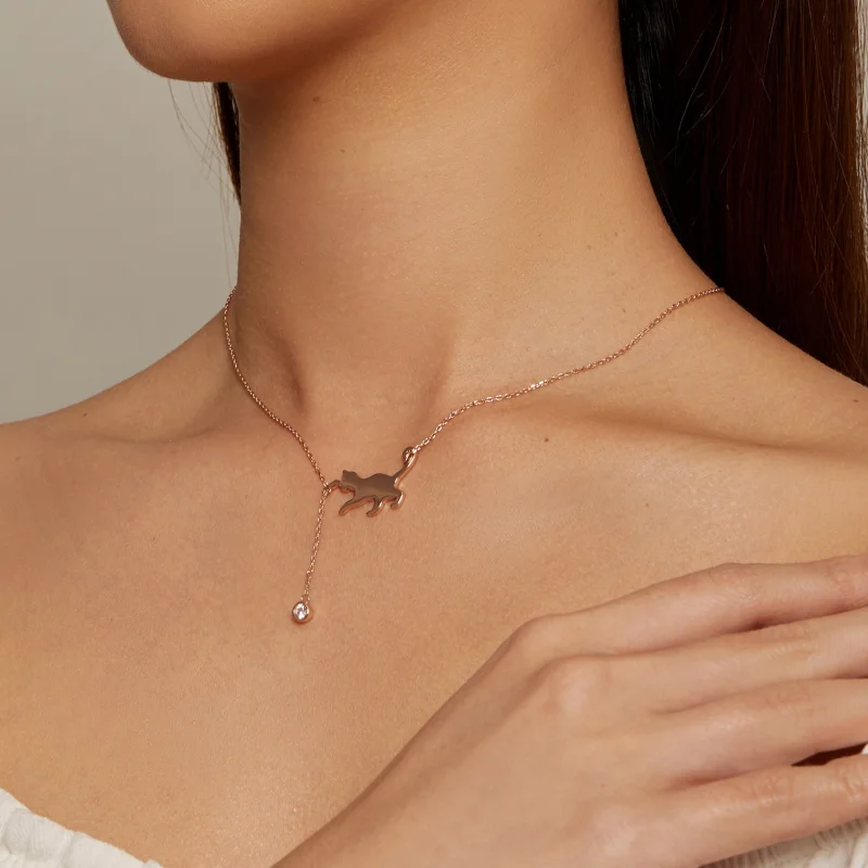 (afbeelding voor) Pandora stijl roségouden ondeugende kitten ketting - SCN232-C - Bekijken 5