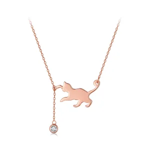 Pandora stijl roségouden ondeugende kitten ketting - SCN232-C (afbeelding voor) Pandora stijl roségouden ondeugende kitten ketting - SCN232-C