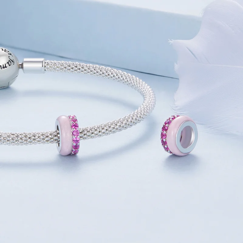 (afbeelding voor) Pandora Stijl Roze Dubbele Laag Silicone Spacer - BSC883-PK - Bekijken 4