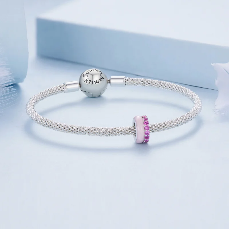 (afbeelding voor) Pandora Stijl Roze Dubbele Laag Silicone Spacer - BSC883-PK - Bekijken 5