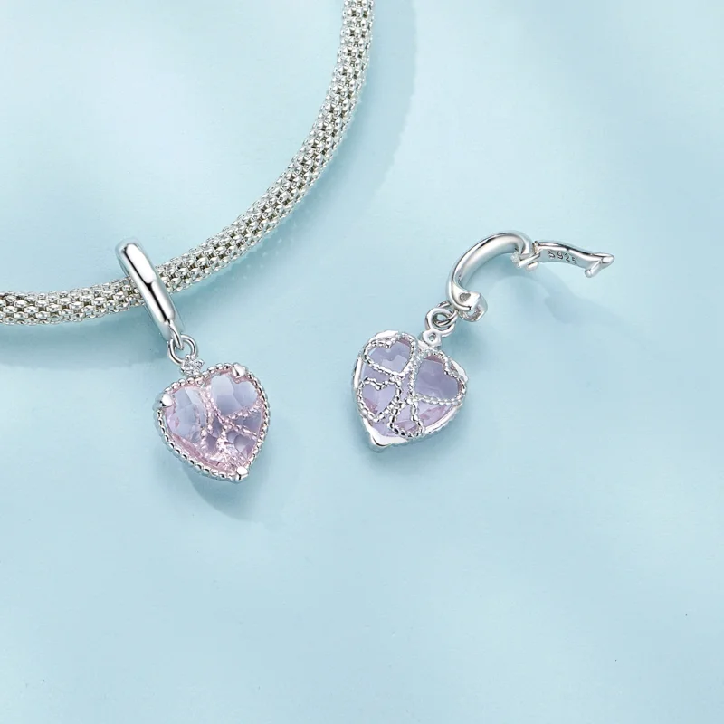 (afbeelding voor) Pandora Stijl Roze Hart Hangend - SCC2594 - Bekijken 4