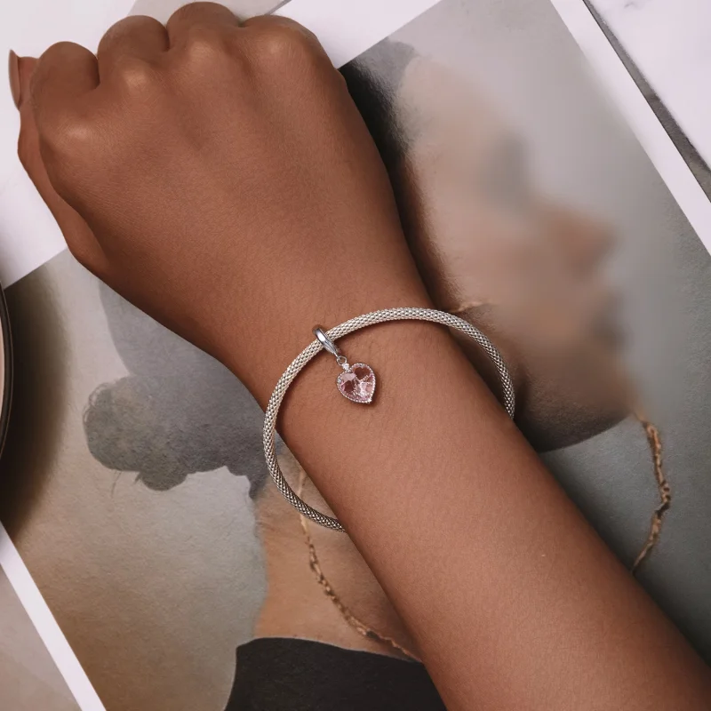 (afbeelding voor) Pandora Stijl Roze Hart Hangend - SCC2594 - Bekijken 5