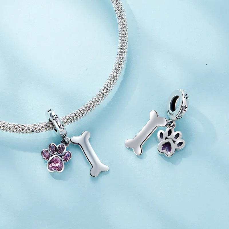 (afbeelding voor) Pandora-stijl Roze Hondenpoot Bot Hanger - SCC2127-PK - Bekijken 4