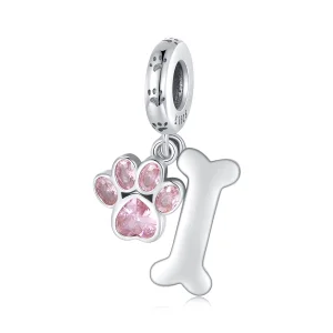(afbeelding voor) Pandora-stijl Roze Hondenpoot Bot Hanger - SCC2127-PK