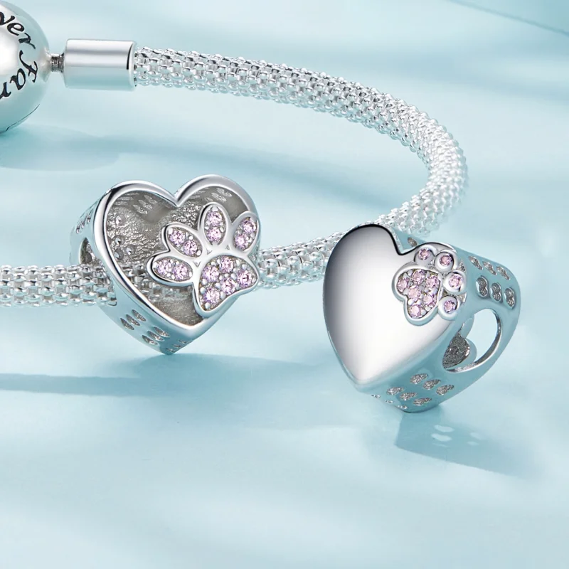 (afbeelding voor) Pandora-stijl schattige huisdierpootafdrukken kunnen gegraveerd worden op bedel - Bekijken 4