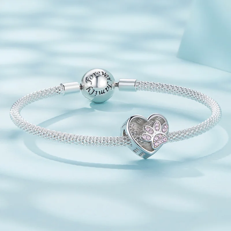 (afbeelding voor) Pandora-stijl schattige huisdierpootafdrukken kunnen gegraveerd worden op bedel - Bekijken 5